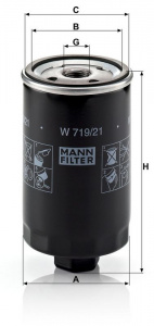 Olejový filtr MANN W719/21 (MF W719/21) - VW Olejový filtr MANN W719/21 (MF W719/21) - VW