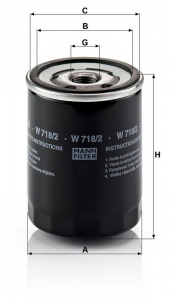 Olejový filtr MANN W718/2 (MF W718/2) - ALFA ROMEO, FIAT, LANCIA