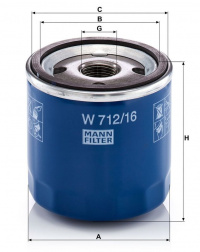 Olejový filtr MANN W712/16 (MF W712/16) - ALFA ROMEO, FIAT, LANCIA