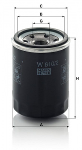 Olejový filtr MANN W610/2 (MF W610/2) - KIA Olejový filtr MANN W610/2 (MF W610/2) - KIA