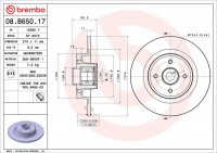 Brzdový kotouč BREMBO 08.B650.17 Brzdový kotouč BREMBO 08.B650.17