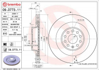 Brzdový kotouč BREMBO 09.D773.11 - TESLA
