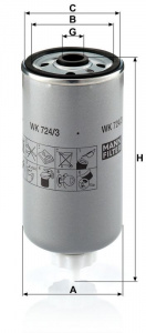 Palivový filtr MANN WK724/3 (MF WK724/3) - IVECO