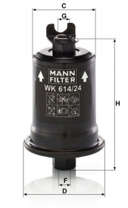 Palivový filtr MANN WK614/24X (MF WK614/24X) - DAIHATSU, MITSUBISHI, TOYOTA