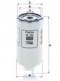 Palivový filtr MANN PL150 (MF PL150) Palivový filtr MANN PL150 (MF PL150)