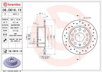 Brzdový kotouč BREMBO 08.D616.1X Brzdový kotouč BREMBO 08.D616.1X
