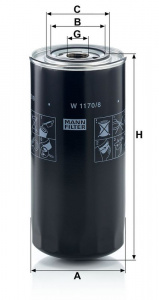 Olejový filtr MANN W1170/8 (MF W1170/8) Olejový filtr MANN W1170/8 (MF W1170/8)