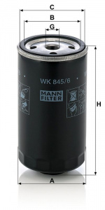 Palivový filtr MANN WK845/6 (MF WK845/6) - BMW Palivový filtr MANN WK845/6 (MF WK845/6) - BMW