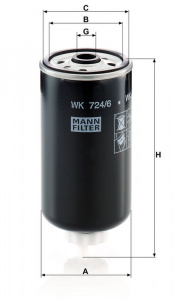 Palivový filtr MANN MF WK724/6 Palivový filtr MANN MF WK724/6