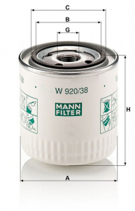 Olejový filtr MANN W920/38 (MF W920/38) - VOLVO Olejový filtr MANN W920/38 (MF W920/38) - VOLVO