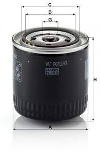 Olejový filtr MANN W920/6 (MF W920/6) - CHRYSLER, JEEP