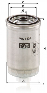 Palivový filtr MANN WK842/8 (MF WK842/8) - CITROËN, FIAT