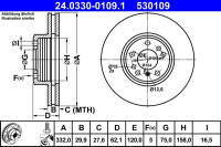 Brzdový kotouč ATE 24.0330-0109 (AT 530109) - Power Disc - BMW Brzdový kotouč ATE 24.0330-0109 (AT 530109) - Power Disc - BMW