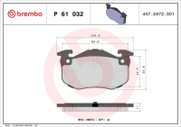Sada brzdových destiček BREMBO P61032 - CITROËN, PEUGEOT, RENAULT Sada brzdových destiček BREMBO P61032 - CITROËN, PEUGEOT, RENAULT