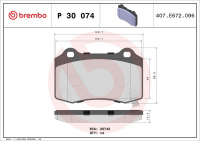 Sada brzdových destiček BREMBO P30074 - HYUNDAI, JEEP, TESLA