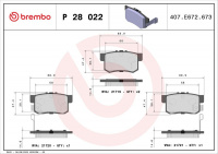Sada brzdových destiček BREMBO P28022 - ACURA, HONDA