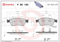 Sada brzdových destiček BREMBO P85102 - AUDI, VW