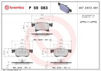Sada brzdových destiček BREMBO P59083 - OPEL