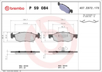 Sada brzdových destiček BREMBO P59084 - OPEL