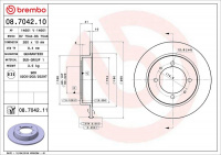 Brzdový kotouč BREMBO 08.7042.10 - MITSUBISHI, VOLVO Brzdový kotouč BREMBO 08.7042.10 - MITSUBISHI, VOLVO