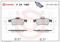 Sada brzdových destiček BREMBO P24148X - FORD, VOLVO
