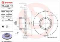 Brzdový kotouč BREMBO 09.6998.10 - MERCEDES-BENZ