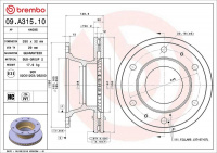 Brzdový kotouč BREMBO 09.A315.10 - IVECO Brzdový kotouč BREMBO 09.A315.10 - IVECO