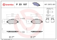 Sada brzdových destiček BREMBO P23107 - FIAT Sada brzdových destiček BREMBO P23107 - FIAT