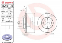 Brzdový kotouč BREMBO 09.A421.10 - DAIHATSU Brzdový kotouč BREMBO 09.A421.10 - DAIHATSU
