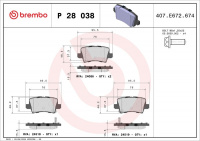 Sada brzdových destiček BREMBO P28038 - HONDA Sada brzdových destiček BREMBO P28038 - HONDA