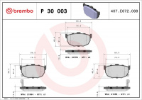 Sada brzdových destiček BREMBO P30003 - HYUNDAI
