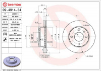 Brzdový kotouč BREMBO 09.4914.34 - FORD