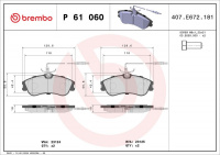 Sada brzdových destiček BREMBO P61060 - CITROËN, PEUGEOT Sada brzdových destiček BREMBO P61060 - CITROËN, PEUGEOT