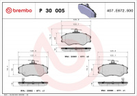 Sada brzdových destiček BREMBO P30005 - HYUNDAI
