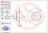 Brzdový kotouč BREMBO 08.3126.21 Brzdový kotouč BREMBO 08.3126.21