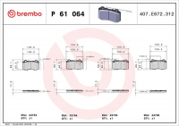 Sada brzdových destiček BREMBO P61064 - PEUGEOT