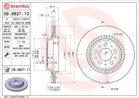Brzdový kotouč BREMBO 09.9827.11 Brzdový kotouč BREMBO 09.9827.11