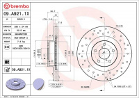 Brzdový kotouč BREMBO 09.A921.1X Brzdový kotouč BREMBO 09.A921.1X