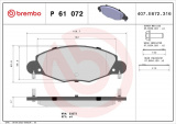 Sada brzdových destiček BREMBO P61072 - CITROËN