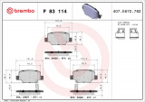 Sada brzdových destiček BREMBO P83114 - TOYOTA