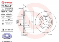 Brzdový kotouč BREMBO 09.4987.24 nahrazeno BRE 09.4987.21 - CITROËN, PEUGEOT Brzdový kotouč BREMBO 09.4987.24 nahrazeno BRE 09.4987.21 - CITROËN, PEUGEOT