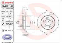 Brzdový kotouč BREMBO 08.9081.21 Brzdový kotouč BREMBO 08.9081.21
