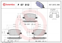 Sada brzdových destiček BREMBO P07012 Sada brzdových destiček BREMBO P07012