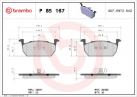 Sada brzdových destiček BREMBO P85167 - SEAT, VW