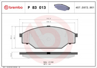 Sada brzdových destiček BREMBO P83013 - TOYOTA, VW