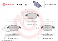 Sada brzdových destiček BREMBO P85113