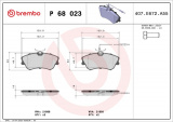Sada brzdových destiček BREMBO P68023 - RENAULT