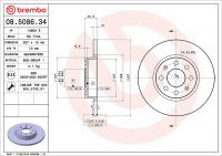 Brzdový kotouč BREMBO 08.5086.34 - OPEL Brzdový kotouč BREMBO 08.5086.34 - OPEL