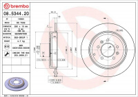 Brzdový kotouč BREMBO 08.5344.20 - PEUGEOT Brzdový kotouč BREMBO 08.5344.20 - PEUGEOT