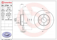 Brzdový kotouč BREMBO 08.2794.14 - AUDI